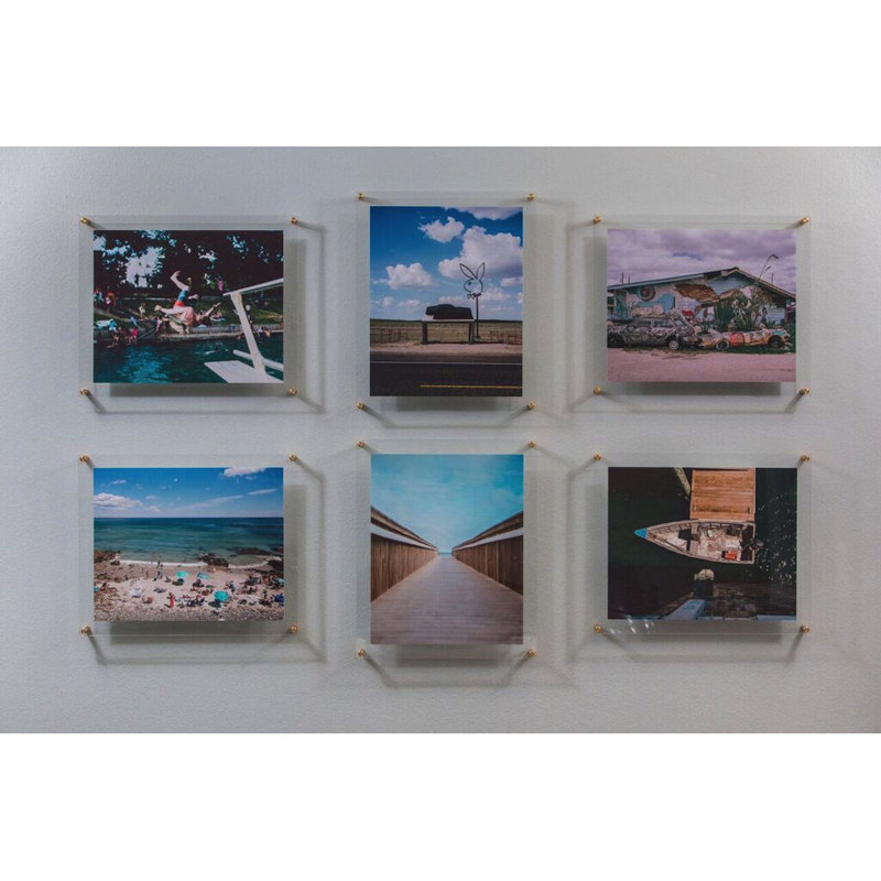 Double Panel Floating Acrylic Picture Frame, 24" W x 36" H, Gold