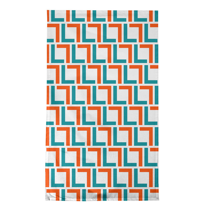 Torchon Toeterville, polyester, Blanc / turquoise / orange