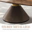 47.26'' Wood & Saddle Leather Coffee Table, Large Central Table with Carbon Steel Base