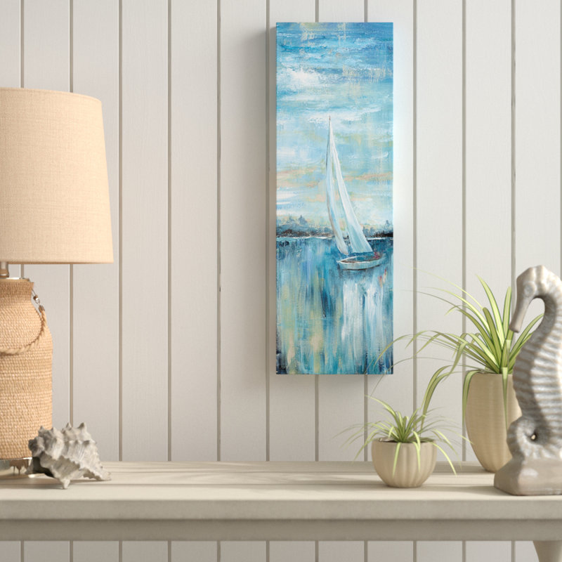 Evening Bay III - Toile tendue, reproduction de peinture à l'huile sur toile, H 12 po x l 36 po x P 1,5 po