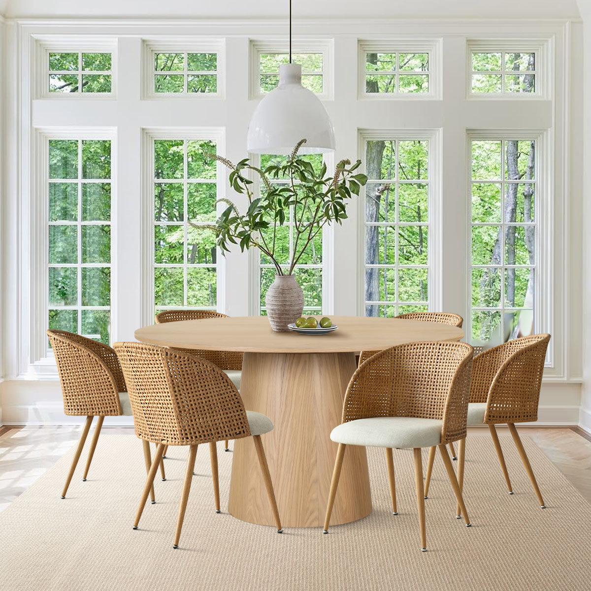 Cleston 6-Person Round Dining Table Set | Modern Design