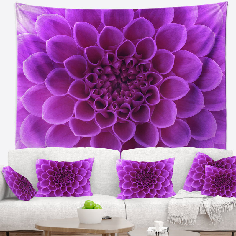 Tapisserie florale pétales de fleurs mauve clair, H 50 po x l 60 po