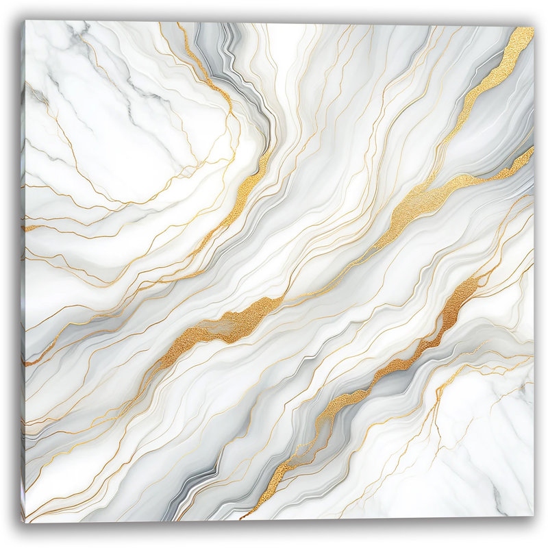 Golden Veins Marble Elegance - impression sur toile tendue, H 30 po x l 30 po x P 1,5 po
