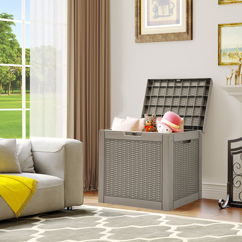 Boîte de rangement verrouillable en résine résistante à l'eau 32 gallons, gris