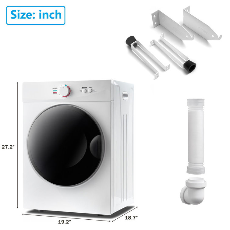 Auertech Electric Portable Tumble Compact Laundry Dryer with Stainless Steel Tub White