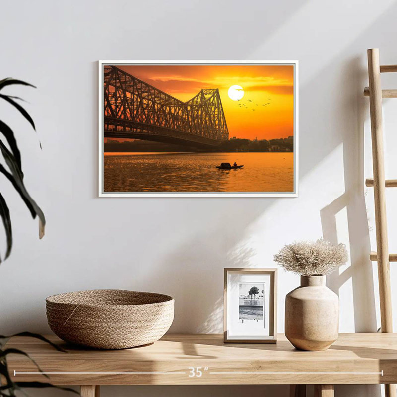 Howrah Bridge, 19" X 13", Floating Frame White