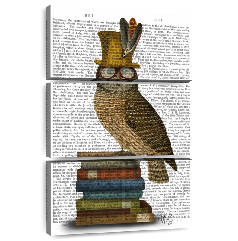 Hibou sur des livres, H 74 po x l 48 po