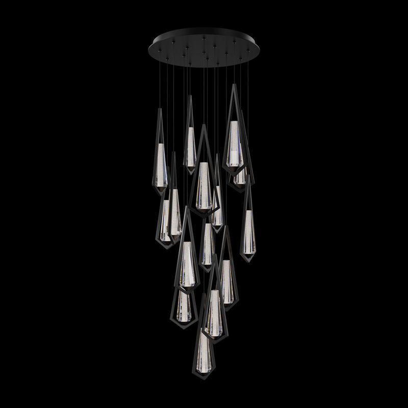 Devotion LED Pendant, 18" H x 23" W x 23" D, Black, 15 Lights