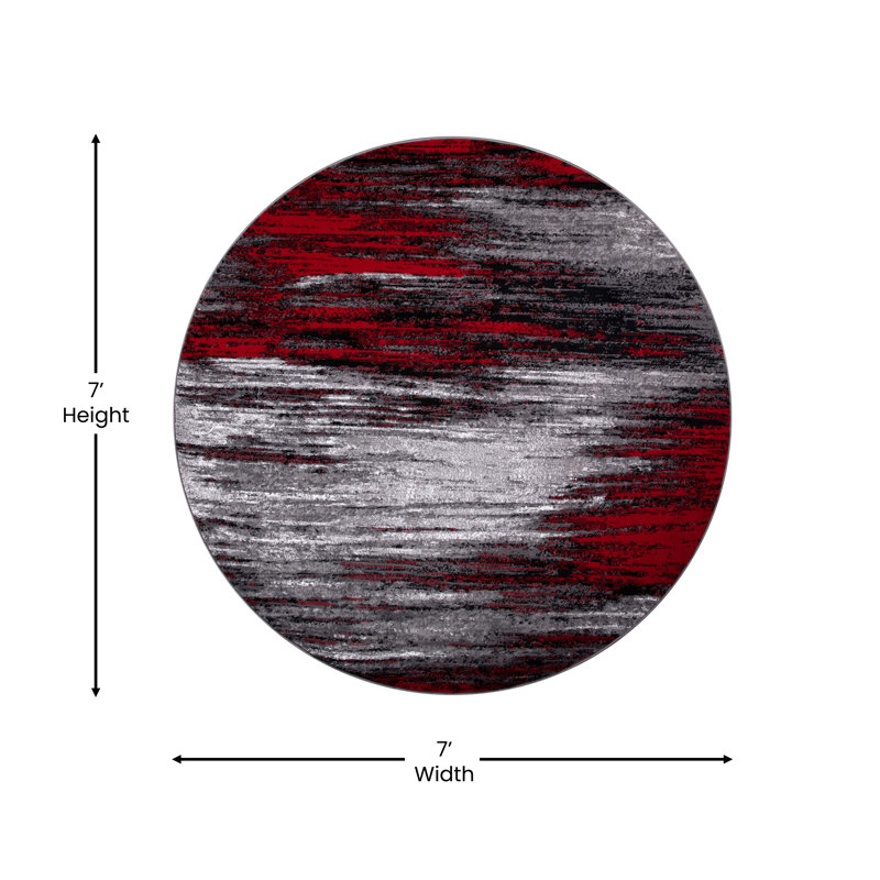 Alexavior Abstract Style Scraped Pattern Accent Area Rug, Round 7'