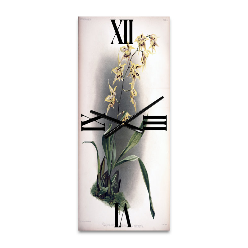 Orchidée rétro - horloge murale traditionnelle, Petit