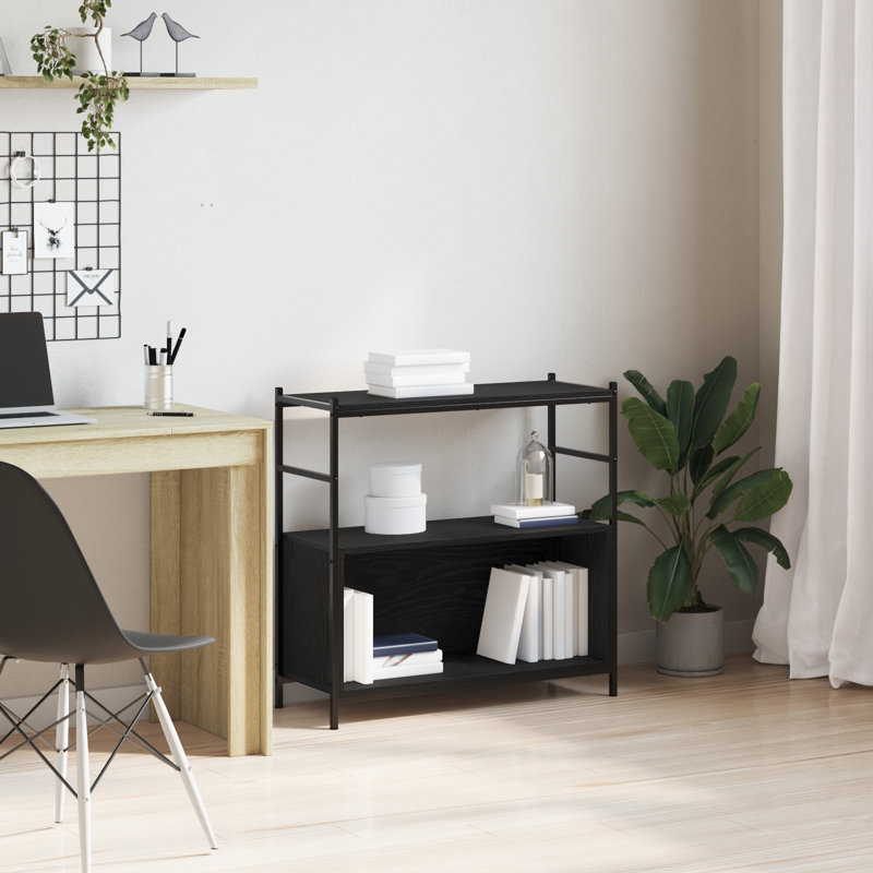 Bookshelf Engineered Wood, Metal Medium Bookshelves, Black Oak