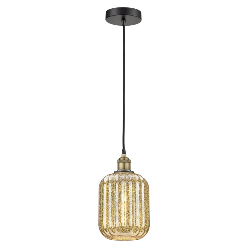 Edison - Alyette - Mini-luminaire suspendu avec cordon 1 lumière, Mercure, Laiton antique noir