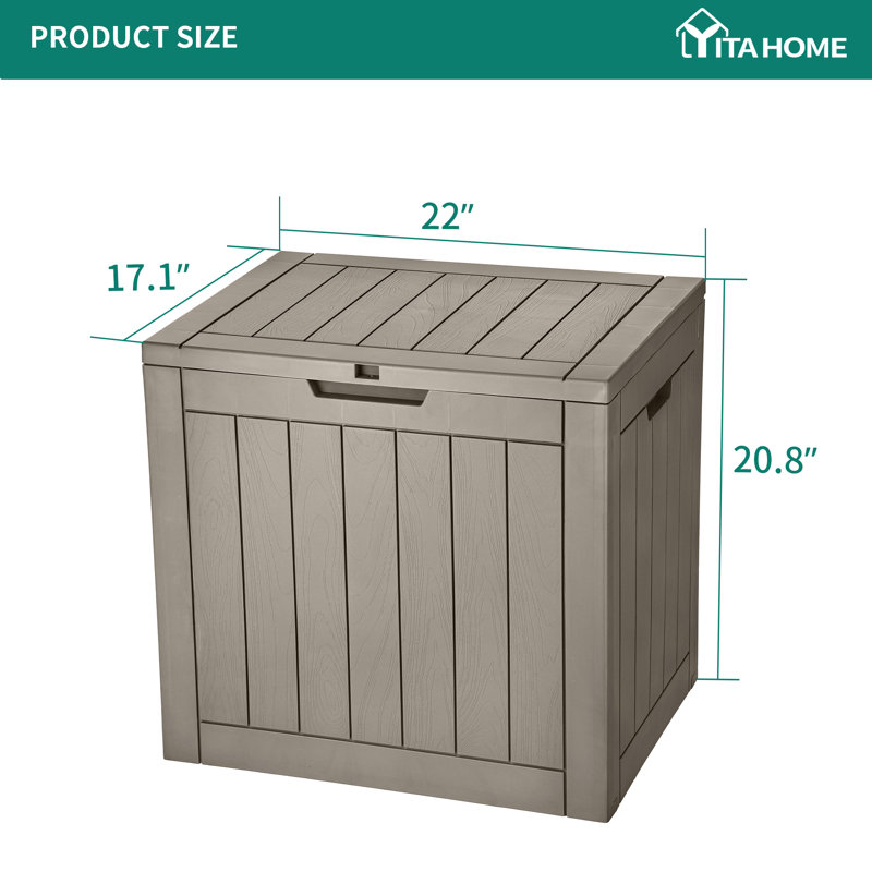 YITA 31.2 Gallon Water Resistant Deck Box, Light Brown