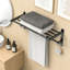 Porte-serviettes mural réglable - Porte-serviettes double couche en acier inoxydable avec adhésif et fixation à vis pour la salle de bain, la douche, la cuisine et la toilette