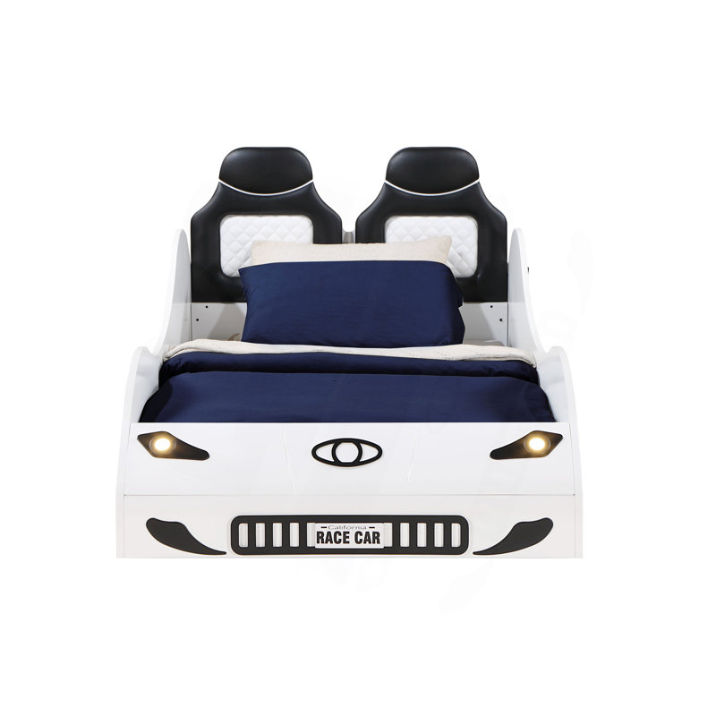 Lit voiture simple Colen avec DEL, Blanc