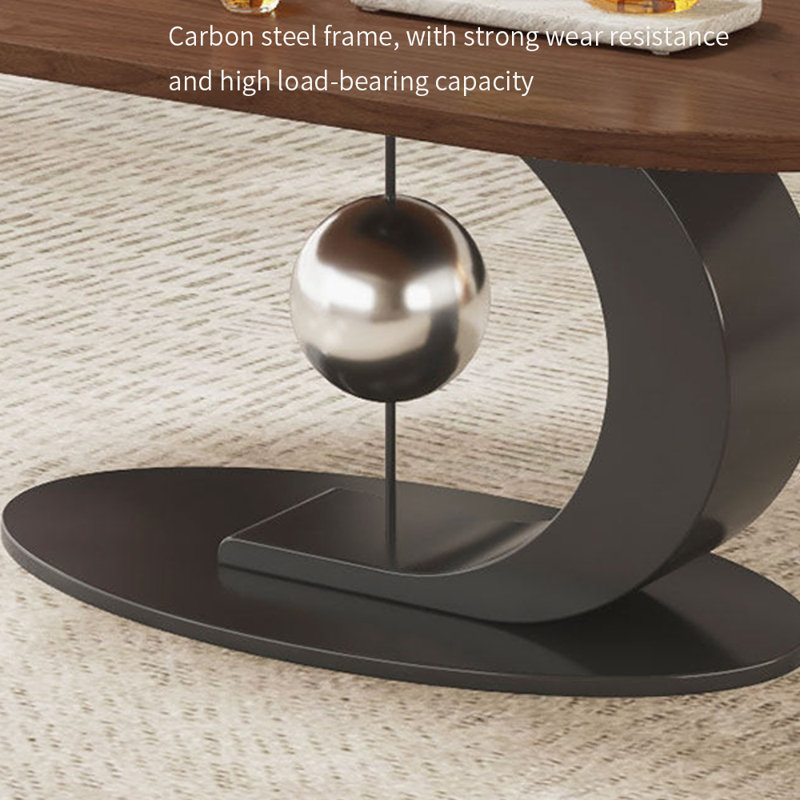 Table basse légère de luxe avec base en acier au carbone, 17,71 po H x 39,37 po L x 21,65 po l, Noir