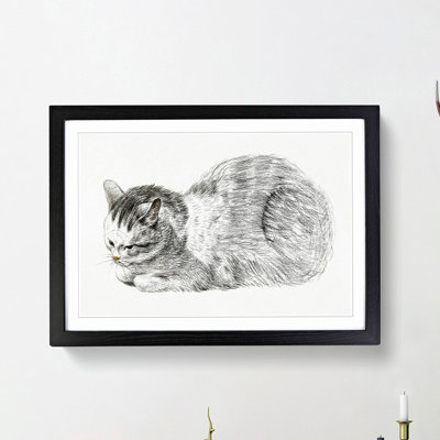 Restful Cat by Jean Bernard - Picture Frame Drawing Print