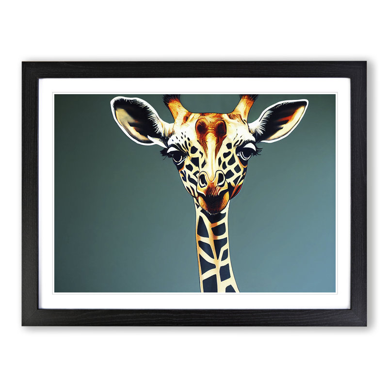Giraffe Portrait - Framed Print, Black, 25cm H x 34cm W x 2cm D