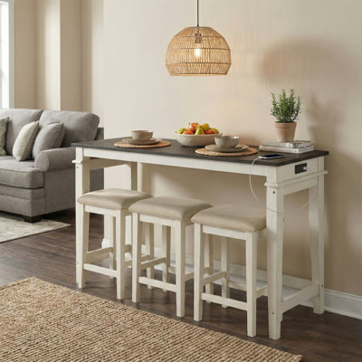 Ensemble de table de salle à manger à hauteur de comptoir moderne à deux tons 4pc