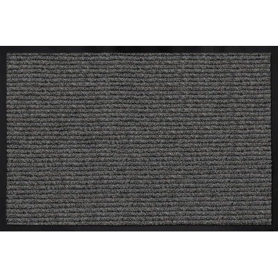 Mayberry Rug Weather Guard Door Mat, Made in the USA, Heavy Duty Entrance Mats, Commercial Office Doormat, Waterproof, Vinyl Backing, Boot Scraper, Charcoal 2'x3'