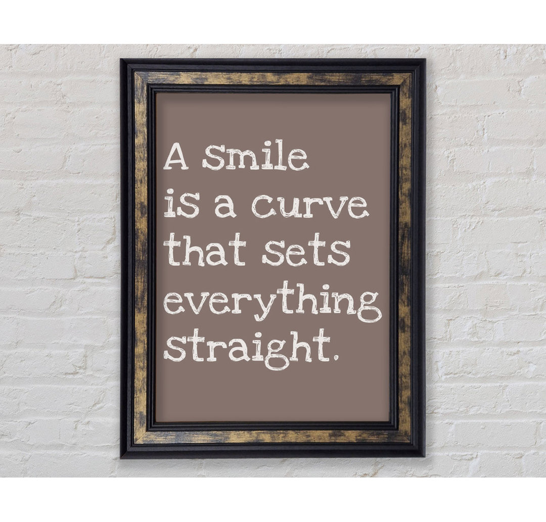 Smile Is A Curve Beige - Einzelner Bilderrahmen Typografie