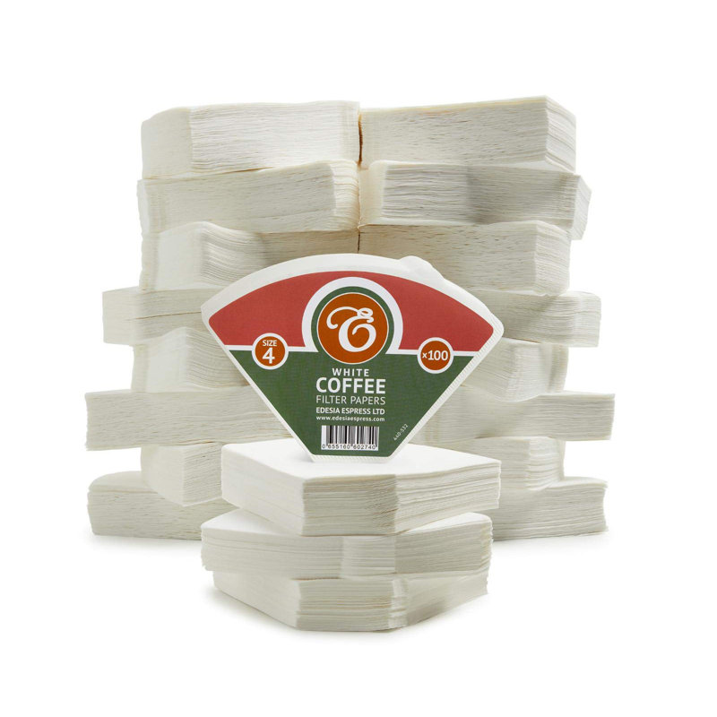 2000 Size 4 White Unbleached Coffee Filter Paper Cones, White