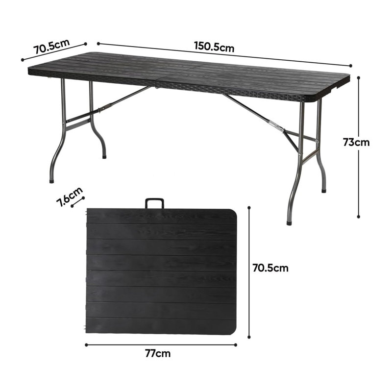 Brihany Rectangular Folding Table, 73cm H x 150.5cm W x 70.5cm D