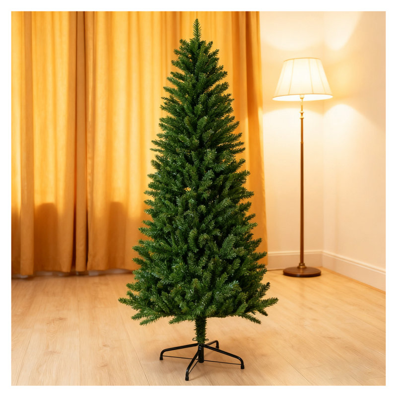 Arbre de Noël au crayon 5 pi, arbre de Noël artificiel mince avec 556 pointes denses, branches vertes réalistes en PVC - arbre de Noël étroit compact pour les petits espaces