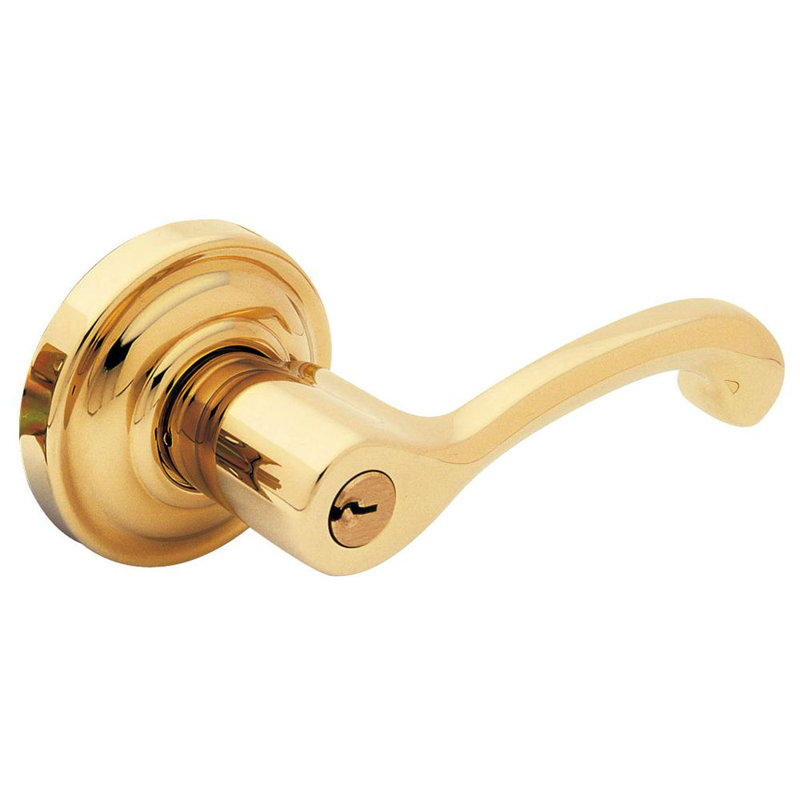 Keyed (Entry) Door Lever with Rosette, Yes, Polished Brass, Right