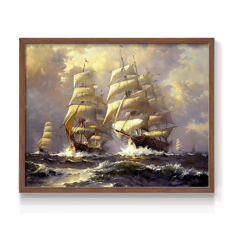 Nautical Series-CCXI - Reproduction encadrée - Restickable, H 11 po x l 14 po, Noyer