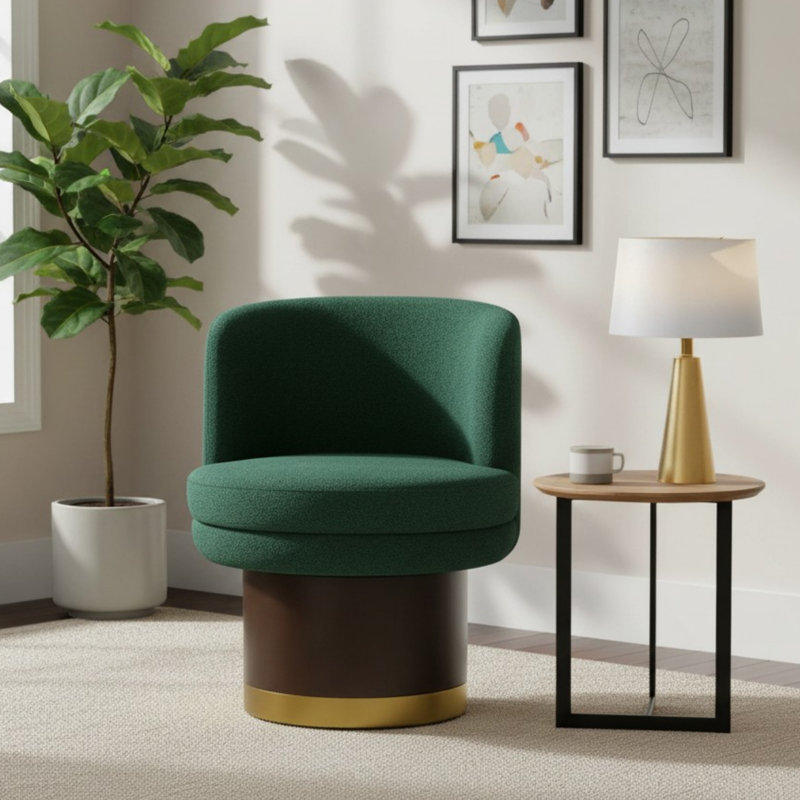 Fauteuil d'appoint pivotant, fauteuil demi-tonneau rembourré, Vert