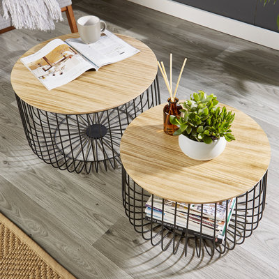 Fiorillo Fully Assembled 2 Piece Wire Coffee Table Set