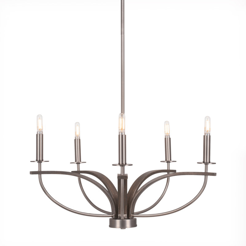 Monterey 5 Light Uplight Chandelier Shown In Graphite & Painted Distressed Wood-look Metal Finish