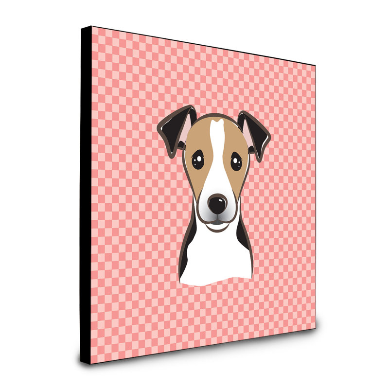 Panneau mural d’art Dungorbery, Rose, Jack Russell terrier noir / brun