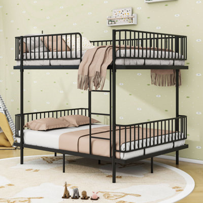 Metal Bunk Bed with 2 Ladders and Slats