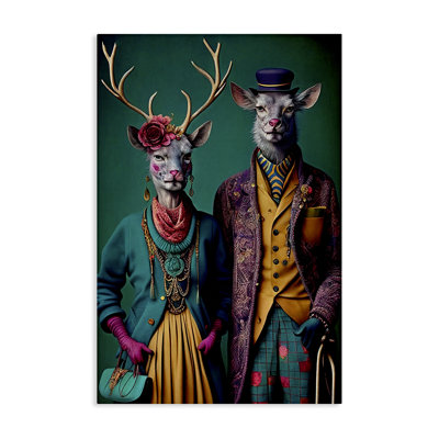Deer in Historic Clothes Canvas Wall Art by Sasha