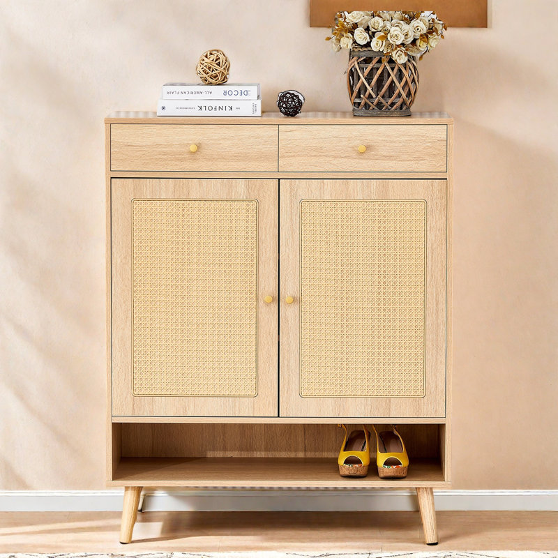 Armoire à chaussures multifonctionnelle minimaliste moderne en panneau de fibres à densité moyenne - se fond parfaitement dans les maisons de style nordique, japonais et industriel, dimensions du produit: 34,6 po x 13,7 po x 43 po