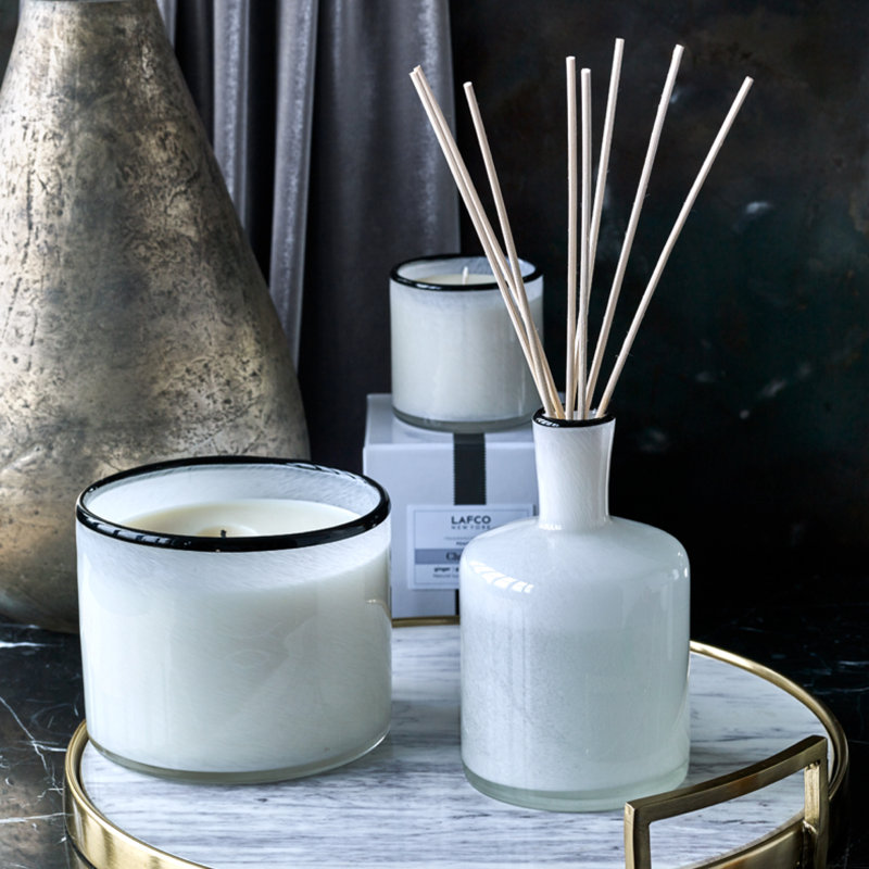 Reed Diffuser, 6.5" H x 4" W x 4" D, White, Champagne