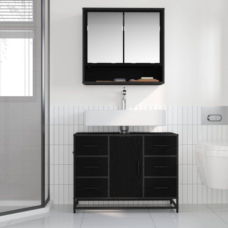 Wall Mounted Required Bathroom Storage Furniture Set, Artisan Oak