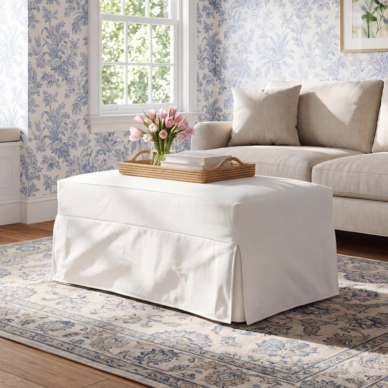 Cranbrook Upholstered Ottoman, Bayou Off White Canvas