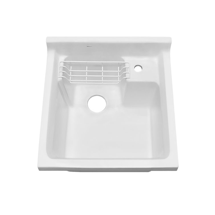 Whitehaus Collection 21" Viterous China Single Bowl, Drop-in Sink with Wire Basket and Off Center Drain Location