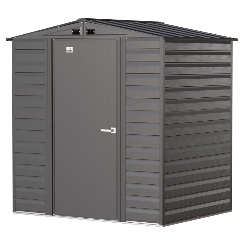 Charcoal Galvanized Steel Peak Roof Storage Shed, 6x5