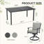 Ensemble de salle à manger 7 pièces en métal noir Maynard avec table rectangulaire, 6 chaises pivotantes et coussins gris-122878506