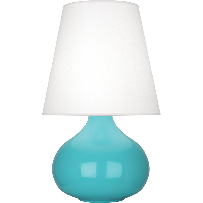 Petite lampe d'appoint June, Bleu crème, Lin huître