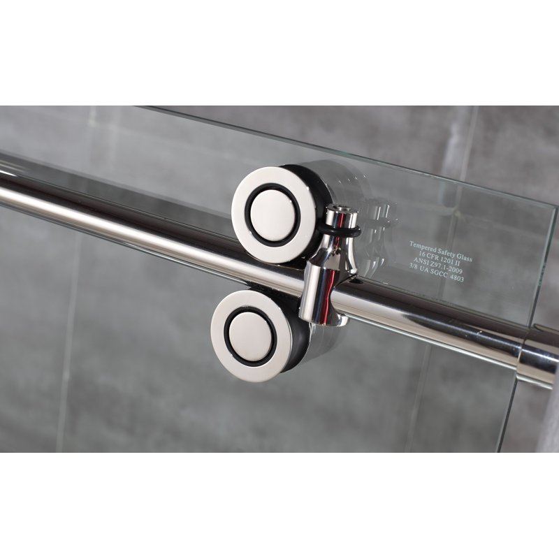 Porte de douche coulissante simple sans cadre 72 po x 77,5 po Langham, Vers la droite, Chrome