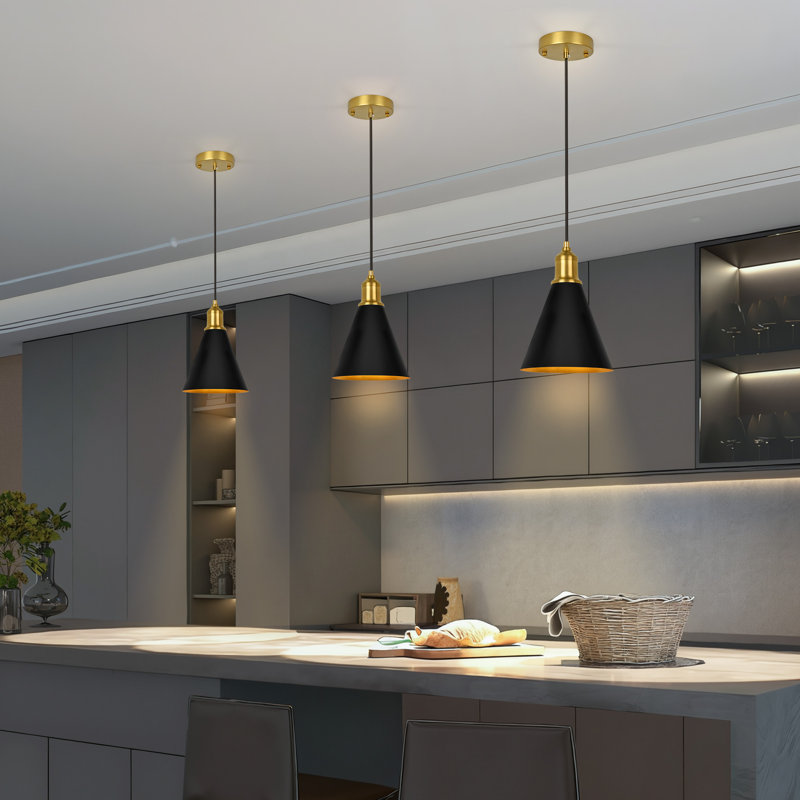 Luminaire suspendu minimaliste moderne 1 lumière avec abat-jour en métal