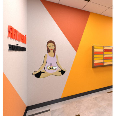 Pregnant Yoga Meditation Wall Decal – Peaceful Maternity-Inspired Removable Mural For Nursery, Gym & Homegd686