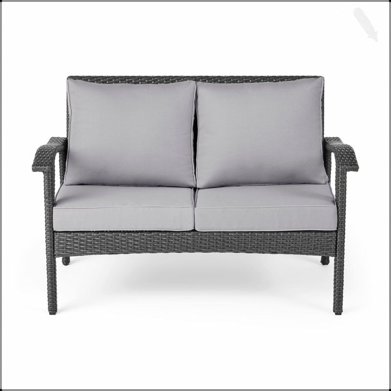HONOLULU Wicker Loveseat With Weather-Resistant Cushions And Sturdy Iron Frame For Outdoor Comfort And Style
