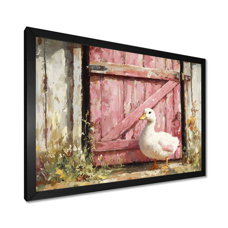Dristan, mignon, portrait de canard à la grange I - art mural Duck, H 24 po x l 32 po, Noir
