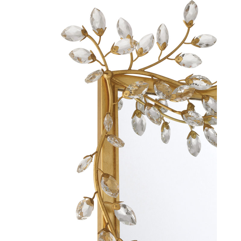Forget-Me-Not Rectangle Beveled Mirror, Gold